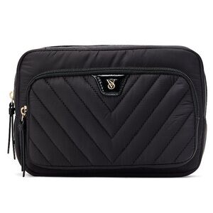 NWT Victoria’s Secret Glam Bag Travel Makeup Pouch Black V-Quilt